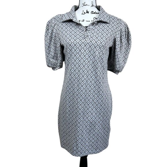 Walter baker Beige  Rickie Dress Hourglass Knit collar puff sleeves size L chic - Picture 1 of 16